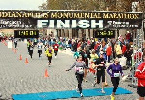 Me and Carol crossing the finish line of the Monumental Half